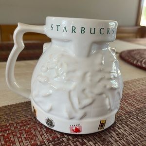 Starbucks large ceramic world map embossed coffee cup!1997